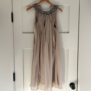 Marc Bouwer Glamit 100% Silk Champagne SILK and BEADED DRESS